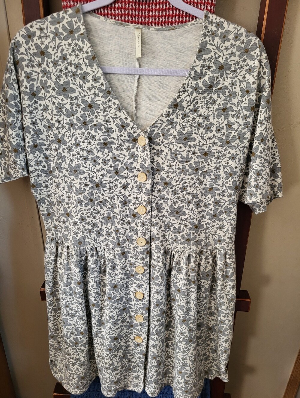 Rylee + Cru Cream Dress with Light Gray Floral Print